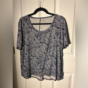Westport Navy and White Paisley Top